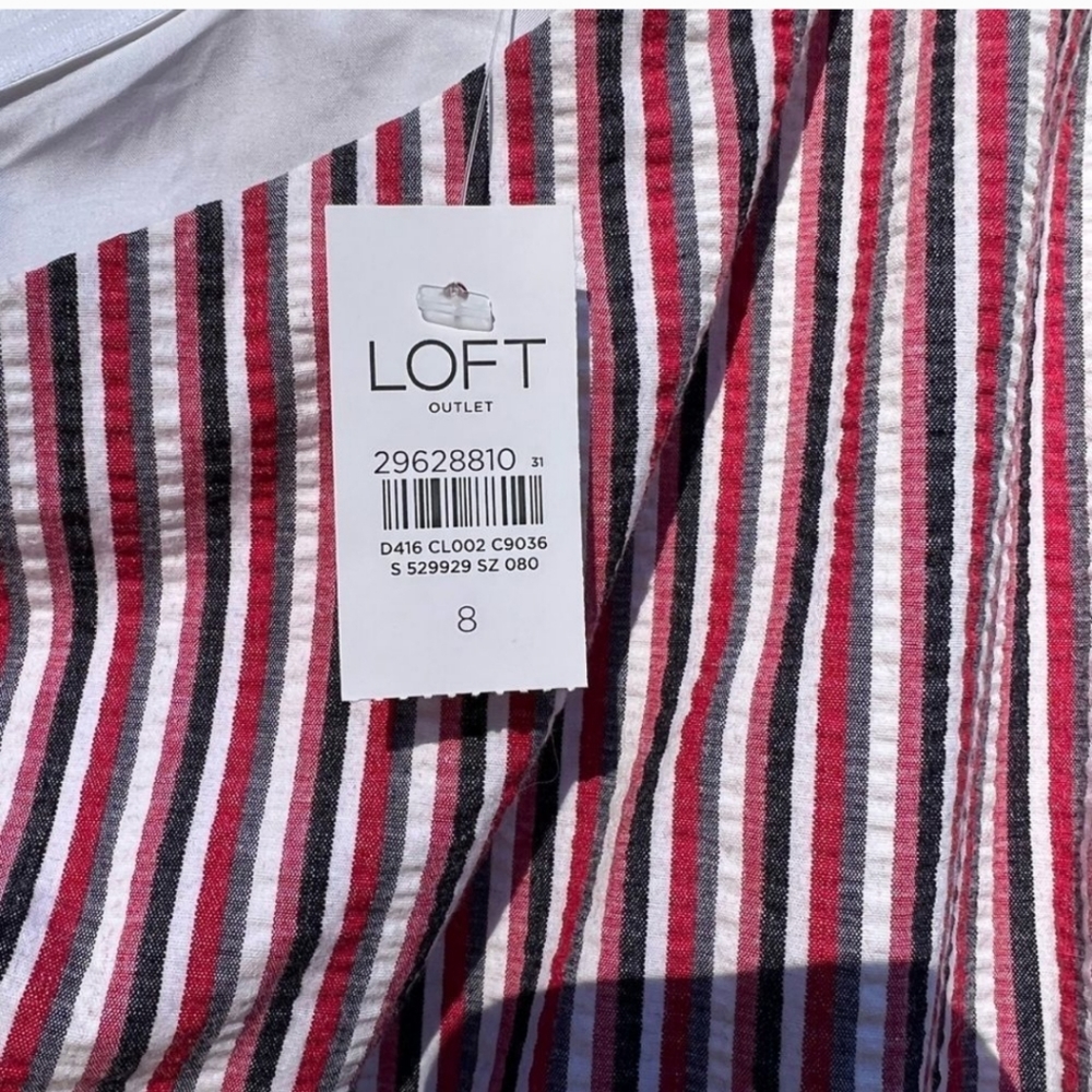 NWT LOFT Outlet One Shoulder Seersucker Dress